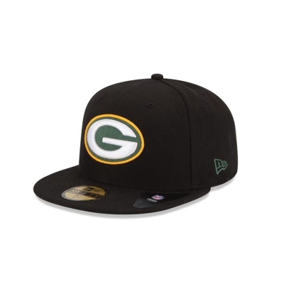 Black Green Bay Packers Hat - New Era NFL 59FIFTY Fitted Caps USA5912783